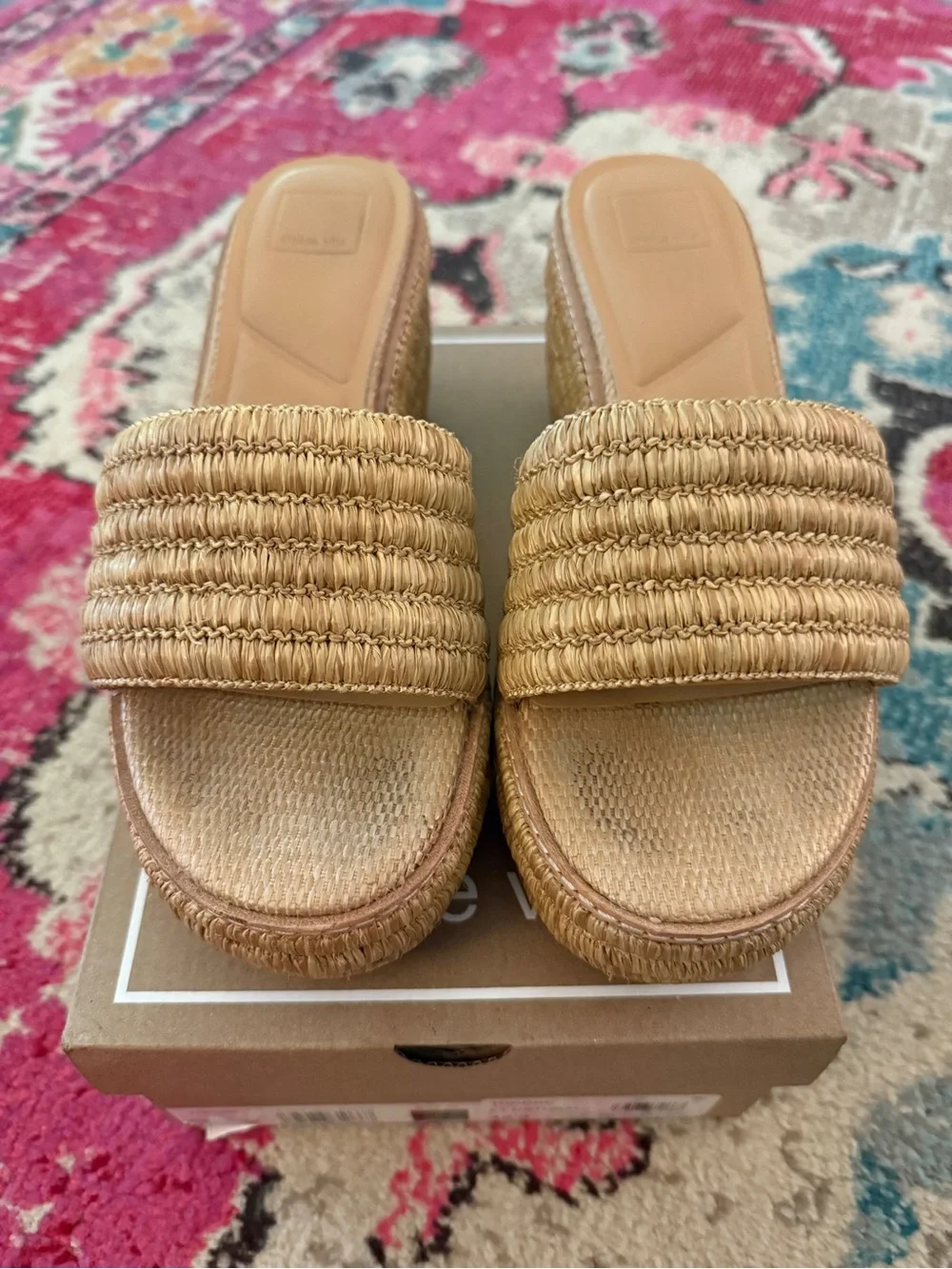 Dolce Vita Throne Woven Raffia Platform Sandals